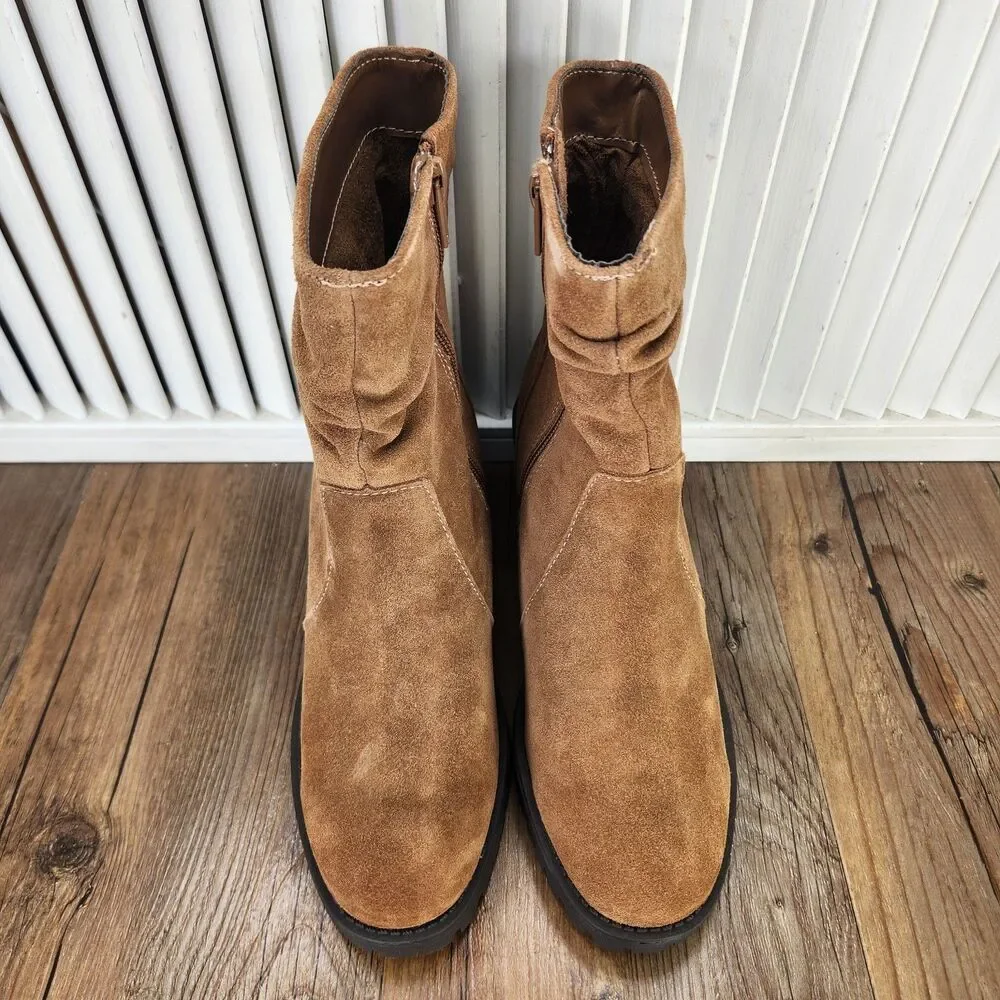 Bella Vita Hattie Cognac Suede Womens Size 7 M Brown Leather Boho Booties Boots